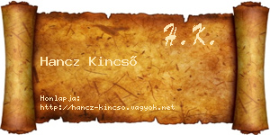 Hancz Kincső névjegykártya